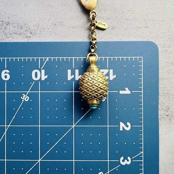 Rare Retired Julie Vos Gold-Tone Turquoise Pendant Charm Keychain Resort Coastal - Picture 11 of 15